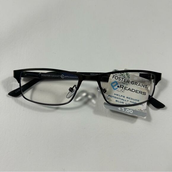 Foster Grant - Multi Focus Plus Black and Grey Reading Glasses Metal Frame-1.00 - Picture 1 of 4